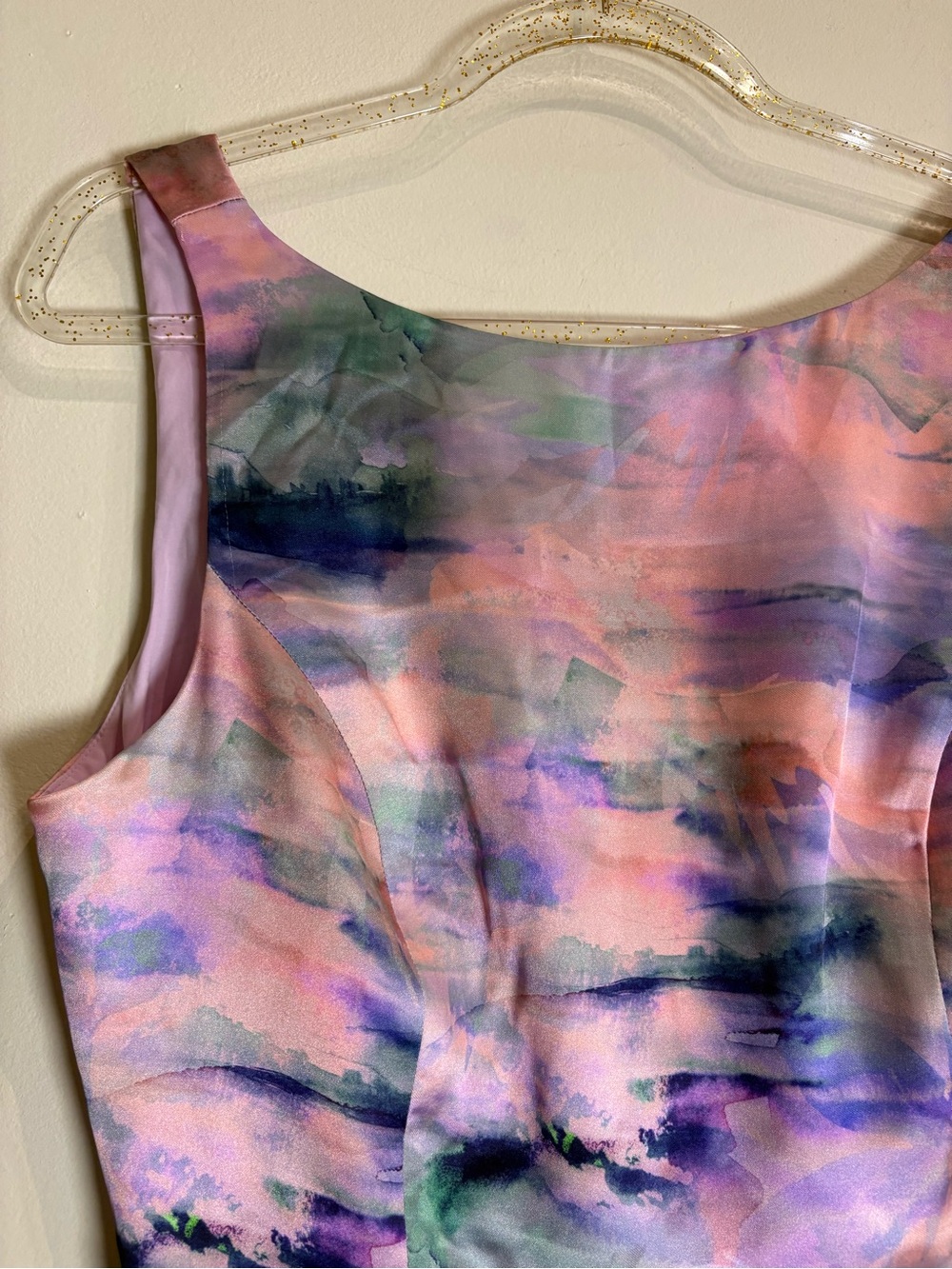 Anthropologie BHLDN Alice Sleeveless Printed Satin Mini Dress Pink Multi Lover - Picture 6 of 11